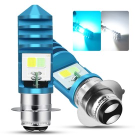 HAISECA 2Pcs 9-48V ATV LED Bulbs,Low Beam Ice Blue High Beam White H6M P15D LED Bulbs for or Motorcycle,Y amaha,A TVS Y FM350 450 400 660 700 Raptor. (White+Ice Blue, Blue)