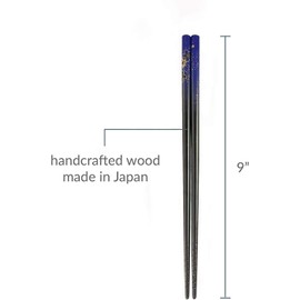 JapanBargain, Travel Chopsticks with Case Reusable Chinese Korean Japanese Bamboo Portable Chop Sticks Utensil Dishwasher Safe Made in Japan (10, Blue-Yuzen)
