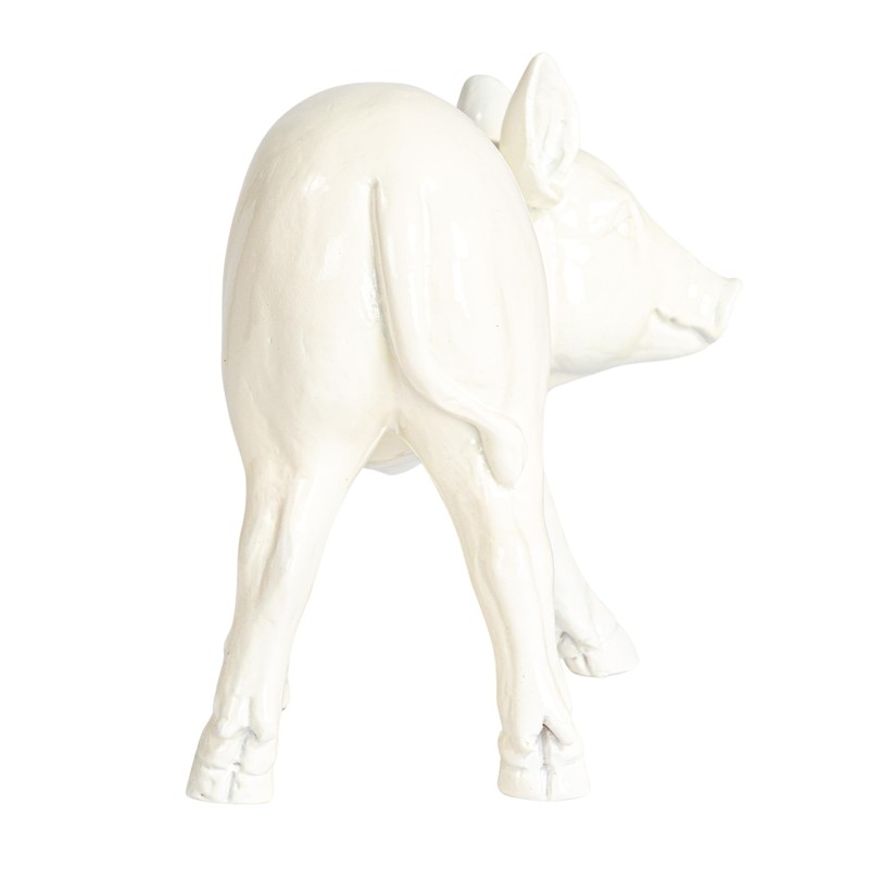 Creative Co-Op Country Charm Pig Taper Holder, White