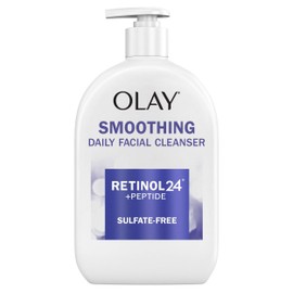 Olay Face Wash Daily Facial Cleanser with Retinol, Peptides and Glycerin, Smoothing and Hydrating Anti Aging Face Wash, Sulfate Free Cream Cleanser for Mature Skin, Daily Use, 16 Oz