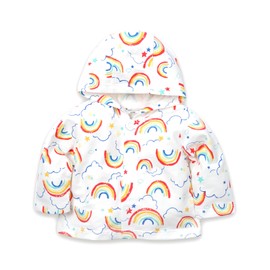 Minicoco Newborn Baby Hooded Jacket Cotton Spring Coat Transition Jacket for Baby 0-18 Months, rainbow
