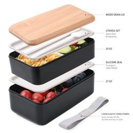 EOIMS Bento Lunch Boxes for Adults Leakproof Japanese Food Containers for Kids Stackable Lunch Box for Women Men Includes Sauce Pots Cutlery BPA Free 1400ml