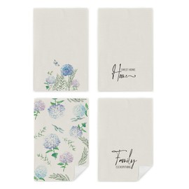 Zeghk Hydrangea Themed Home Decor, Kitchen Towels, Dish Towels Decor,16 x 24 Inch, 4 Pack, Hand Towels, Summer Flowers Holiday Decoration Hand Towels High Absorbent Tea Towels