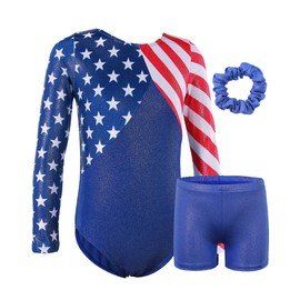 BAOHULU Gymnastics Leotards for Toddler Girls Patriotic Sparkle Red White Blue Athletic Dancewear KHB146_US_12A