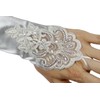 Grace Fingerless Long Gathered and Beaded Gloves, Silver