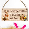 Bunny Kisses & Easter Wishes Wooden Plaque - Handcrafted Easter