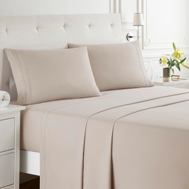 Clara Clark Bed Sheets, Premier 1800 Series Bed Sheet Set, Deep Pocket, Wrinkle, Fade, Stain Resistant, Luxury Soft Bedding Sheets & Pillowcases, California King, Linen