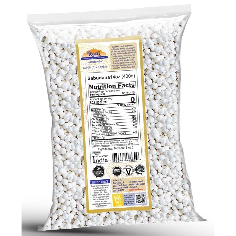 Rani Sabudana (Tapioca/Sago) Pearls 14oz (400g) ~ All Natural |