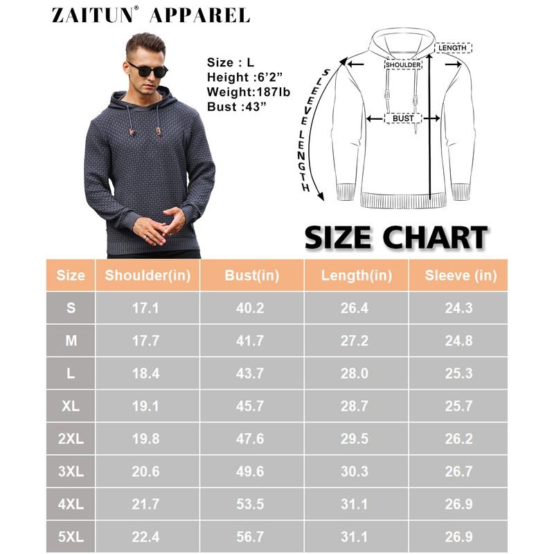 Zaitun Men's American Flag Pattern Drawstring Hooded Sweater