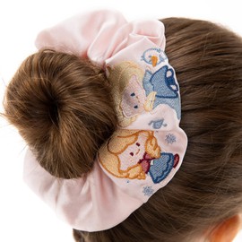 INT&TDR FANTASY Burgundy Scrunched Fabric Decoration with Floral Pattern, Silk Hair Ties, Ladies Silk Scrunchies Fruit Embroidery Design Women Girls Gifts