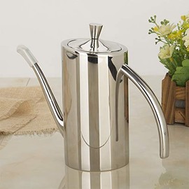 Oive Oil Can Stainless, KSENDALO 17oz Stainless Oil Dispenser Bottle, Drip Free/Everyday-use Stainless Oil Vinegar Cruet, Silver(500ML)
