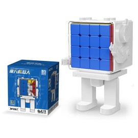 Moyu Meilong 4M Magnetic Speed Cube Robot-Shape Display Box, Adjustable Elasticity 4x4 Magic Cube with Stickerless Shape Moves Quickly and Smoothly