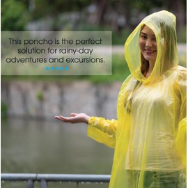 Better Office Products Disposable Yellow Rain Ponchos with Hood for Adults, Emergency Ponchos Family Pack, Lightweight, Non-Toxic PE Plastic (50 Pack, Polyethylene (PE))