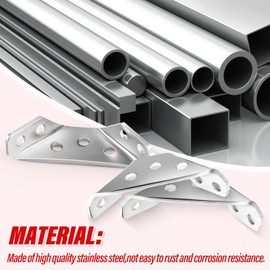 QCDENG 30 Pack Stainless Steel Furniture Corner Connector Brackets with Screws, Silver Triangular Support Brackets for Shelves Wood, Tables, Chairs