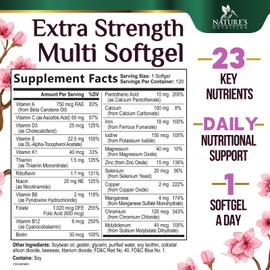 Nature's Nutrition Multivitamin for Women with Iron, Calcium, Zinc, Vitamin A, C, D, E, & B Vitamins for Bone, Skin & Immune Health Support, Nature's Daily Womens Multivitamins for Women's Energy & Health, 120 Softgels