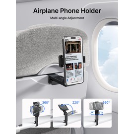 JSAUX Airplane Travel Essentials, Airplane Phone Holder, 360 Degree Rotation Plane Phone Holder, Travel Accessories for Flying, Travel Essentials for Flying, Hands free Phone Holder for Plane