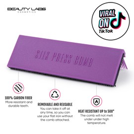 Silk Press Comb - Removable Clip-On Hair Straightener Attachment - Heat-Resistant for Professional & Silky Results (PURPLE)