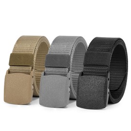 WERFORU 3 Pack Nylon Belt for Men Military Tactical Belt Canvas Outdoor Web Belt with Plastic Buckle