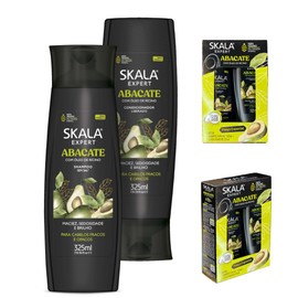 Skala Shampoo y Acondicionador Kit Aguacate Para Cabello Débil y Opaco con Aceite de Ricino Crecimiento Capilar, Limpia y Elimina Toxinas del Cuero Cabelludo Elimina Frizz 100% VEGANO