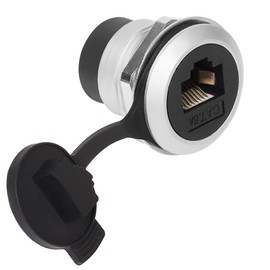 QIANRENON RJ45 Panel Threaded Fixed Mount Coupler Adapter RJ45 8P8C Female to Female Recessed Panel Mount Connector CAT6A Shielded, Anti-loosening Gasket Dustproof Cover, for Instrument Panel