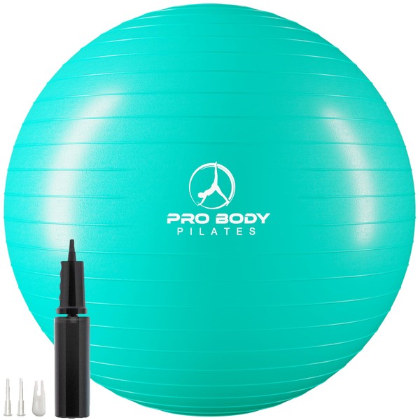 ProBody Pilates Ball Exercise Ball, Yoga Ball Chair, Multiple Sizes Stability Ball Chair, Gym Grade Birthing Ball for Pregnancy, Fitness, Balance, Workout and Physical Therapy (Aqua, 75 cm)