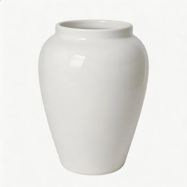 White Ceramic Vase for Home Decor, 6.1” Small Modern Vase, Minimalist Flower Vase for Pampas Grass, Table Centerpiece, Shelf, Living Room, Office Décor