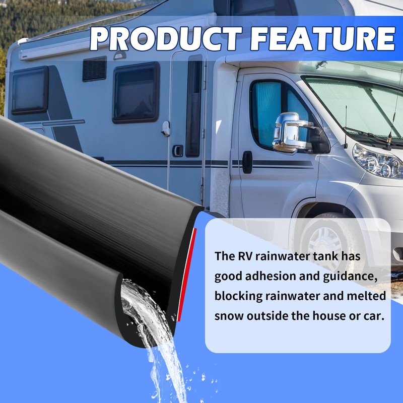 26.25Ft RV Rain Gutter Diverter with J-Shape Drip Guide Rail,
