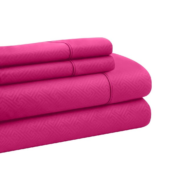 4 Piece Embossed Super Soft Fabric Microfiber Sheets King Size