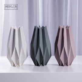 Blessings Decor New Modern Luxury Home Decoration Ceramic vase (Diamond Grey)