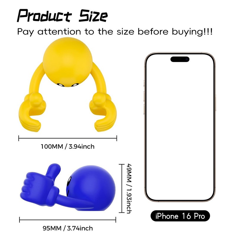 EnerCharge Smiley Cell Phone Holder-2 Pcs, 360°Adjustable Cell Phone Supports，Bright