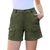 Rasutina Women Army Green Cargo Shorts High Waist Jean Shorts