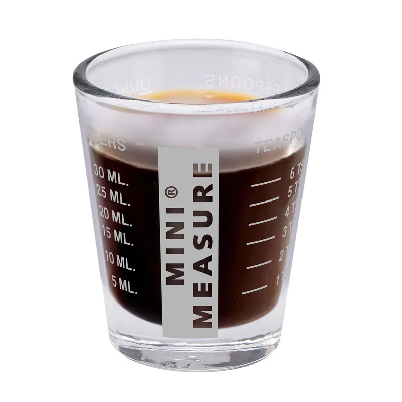 Kolder Mini Measure Heavy Glass, 20-Incremental Measurements Multi-Purpose Liquid and