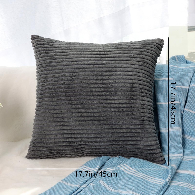 CALIYO Cushion Cover Corduroy Plain Set of 2 Cushion Covers