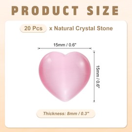 PATIKIL 20 Pcs Natural Heart Shaped Crystal Stone, 0.6 Inch Mini Polished Love Gemstone Crystal, Pocket Rock Engraved Worry Stones for Women Gifts Meditation, Bright Pink