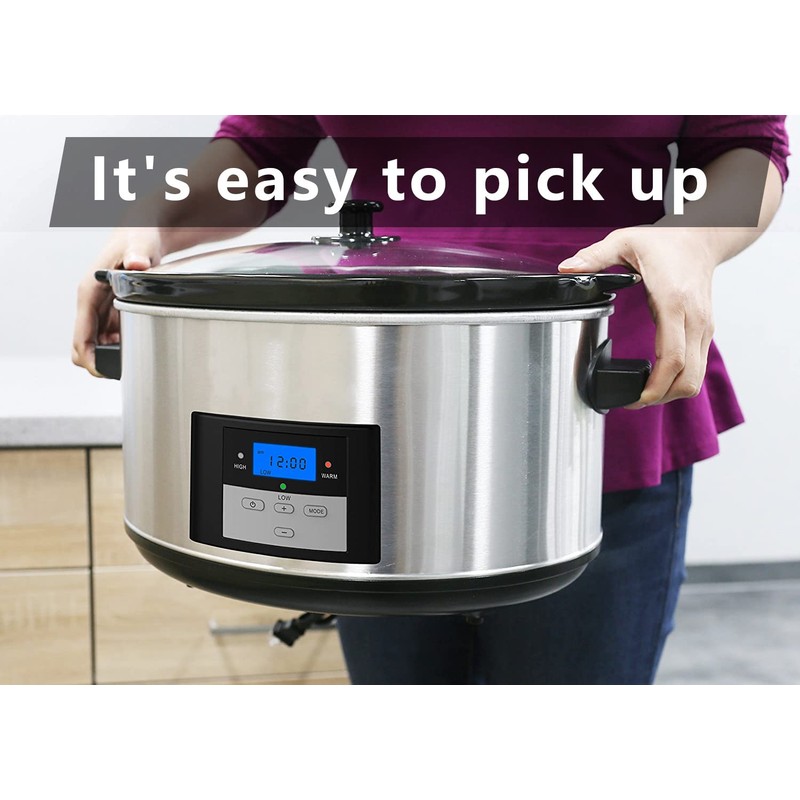Digital Programmable Electric Slow Cooker - Oval Adjustable Temp, Sauces,