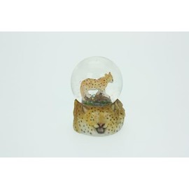 Cornelißen Glitter Ball Cheetah Height 6.5 cm Animal Snow Miniature Shaker Glass Ball