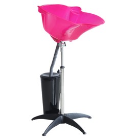 Portable 10L Salon Removable Vertical Shampoo Bowl Basin Height Adjustable Vertical Hair Wash Plate Home (Pink)