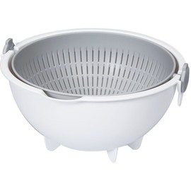 Kokubo Kogyo KK-310 Drainer Colander, Gray, Approx. 10.0 x 10.0 x 5.4 inches (257 x 255 x 138 mm), Spin Wheel Colander, Large