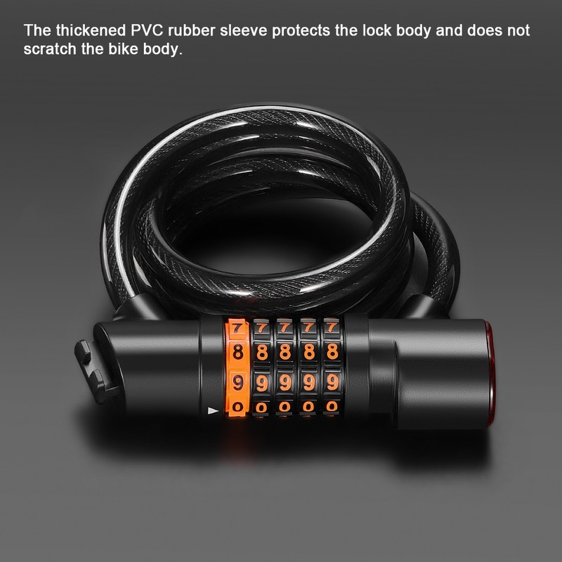 Bicycle Safety Lock Bike Motorcycle AntiTheft Elasticity Locks 5 Digits