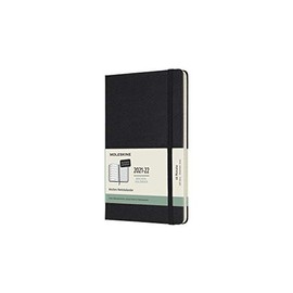 Moleskine 18-Month Weekly Note Calendar in German 2021/2022, Large/A5, 1 Week = 1 Page, Lined Page on the Right, Bound, Black