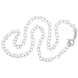 Children's Necklace Hearts Small Silver Chain 925 Silver Choice of Length 32-37 cm, Sterling Silver