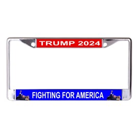 Trump 2024 Fighting for America Chrome License Plate Frame