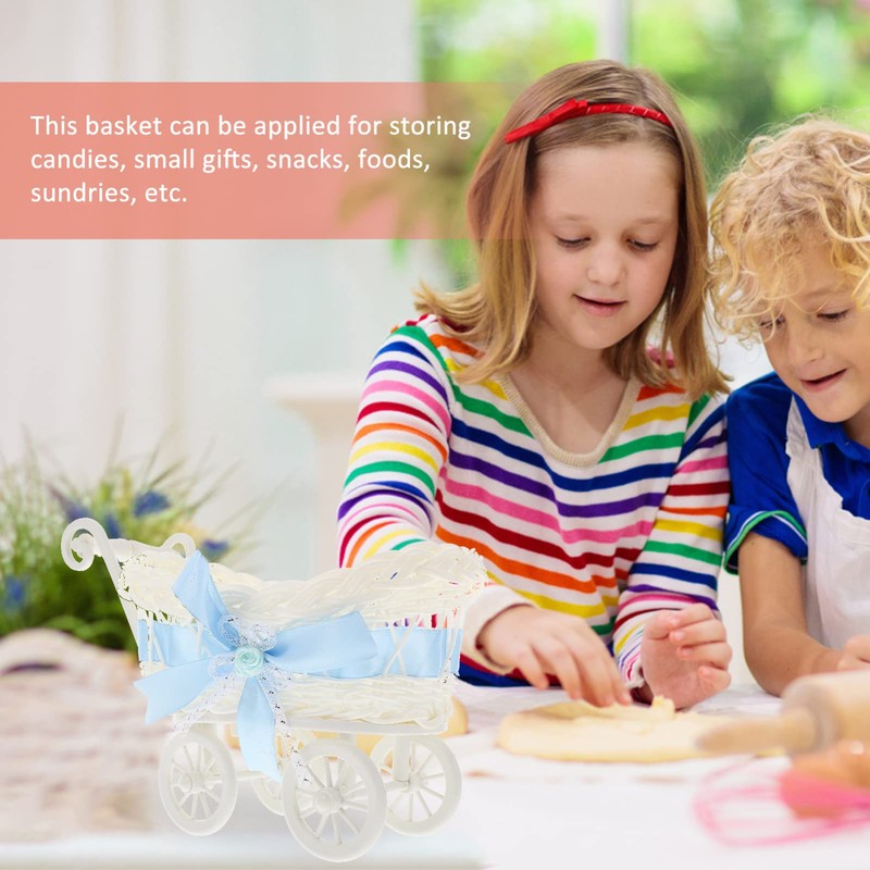 STOBOK Adorable Baby Shower Centerpiece, Mini Decorative Stroller Carriage Basket