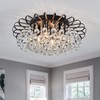 CVKASH Crystal Floral Chandelier 4-Light Antique Modern Black Flush Mount