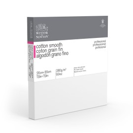 Winsor & Newton 6205021 Professional Stretcher Frame Fine Grain Canvas with 280 g/m² 100% Cotton Triple Primed for Watercolour, Oil Paints, Acrylic Paints - 20 x 20 cm