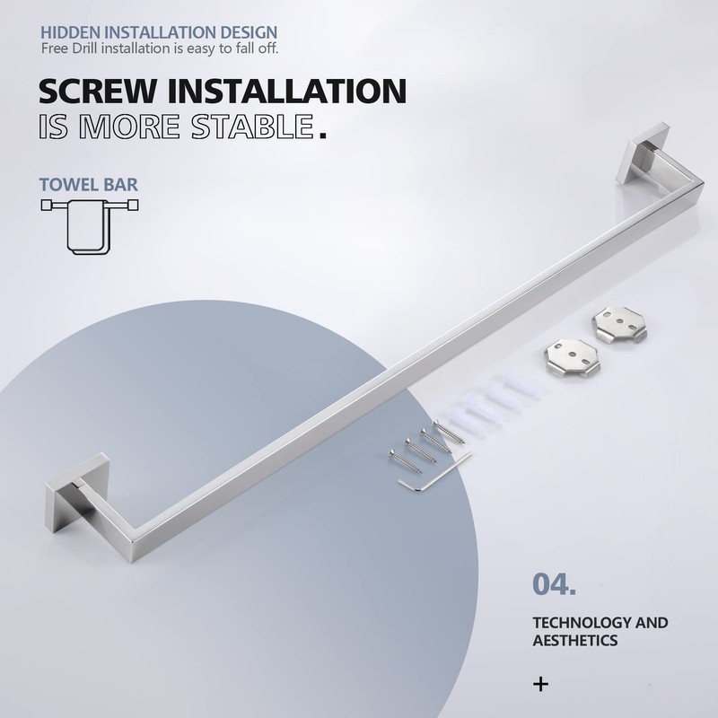 KOKOSIRI 32-Inch Single Towel Bar, Bathroom Kitchen Towel Holder, Wall