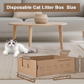 2 Pack Disposable Litter Boxes for Cats, 17.4" x 12.3" x5.4" Large Cardboard Cat Litter Box, Extra Thick Portable Travel Litter Box for Cats, Foldable, Waterproof, Leak Resistant (Large, Count, 2)