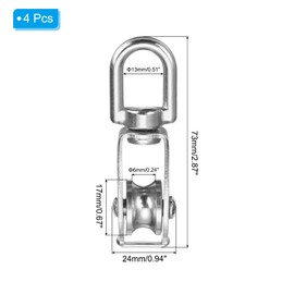 PATIKIL Single Pulley Block, 4pcs M20 304 Stainless Steel Wire Rope Lifting Crane Pulley Swivel Hook Hanging Wheel for Construction Warehouse Marine Industrial Home Use, Silver