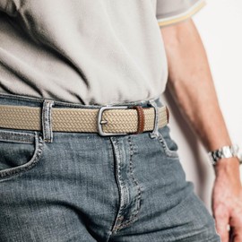 Zitahli mens belt 2 Pack - Mens Casual Stretch Braided Golf Belts Elastic 1 3/8" for Hunting Pants Jeans mens gifts 42"-48"