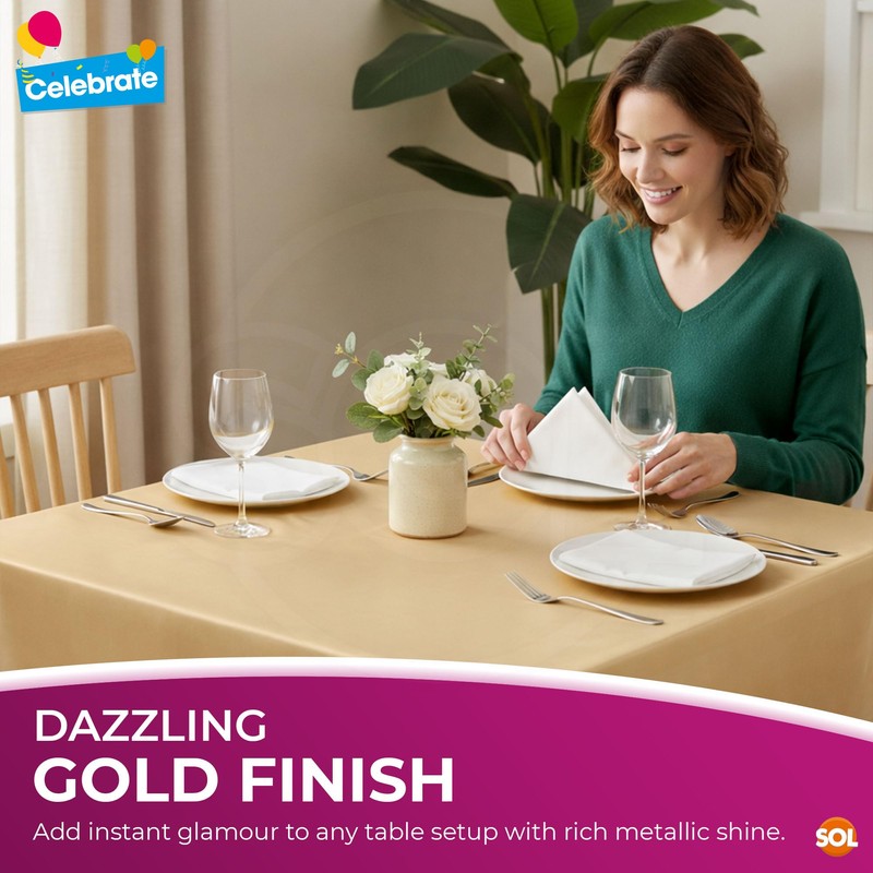 SOL 6pk Gold Square Table Cloths 121 x 121cm -